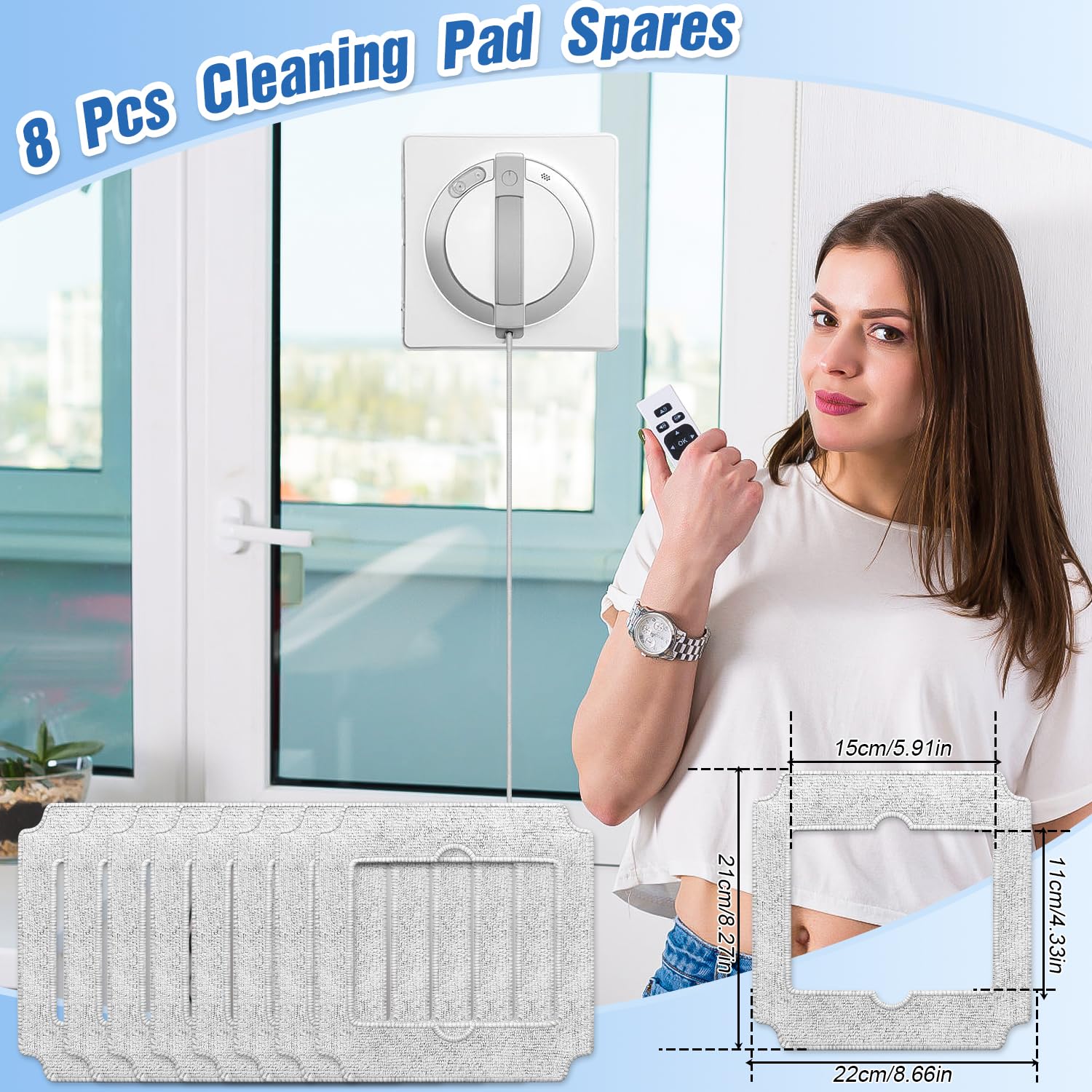 10 pezzi Ricambio Per Tamponi Di Pulizia per Ecovacs Winbot W1 Pro/W1/W2 Omni/W2 Salviette di Ricambio Kit, Ricambio Panni per Robot Pulizia per Ecovacs Winbot, per Finestra Pulizia