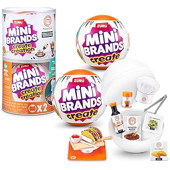 Mini Brands Create MasterChef Series 2 2 Pack by ZURU - Real Mini Dishes with Ingredients, UV LED Lamp & Recipe Card | DIY To