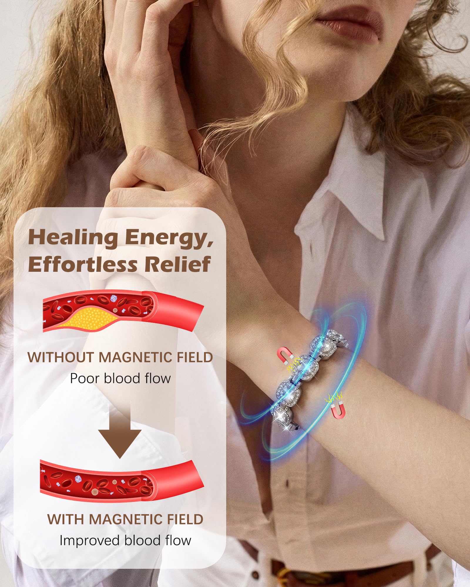 Bracciale Magnetico in Rame con Banda - Regolabile con Magneti