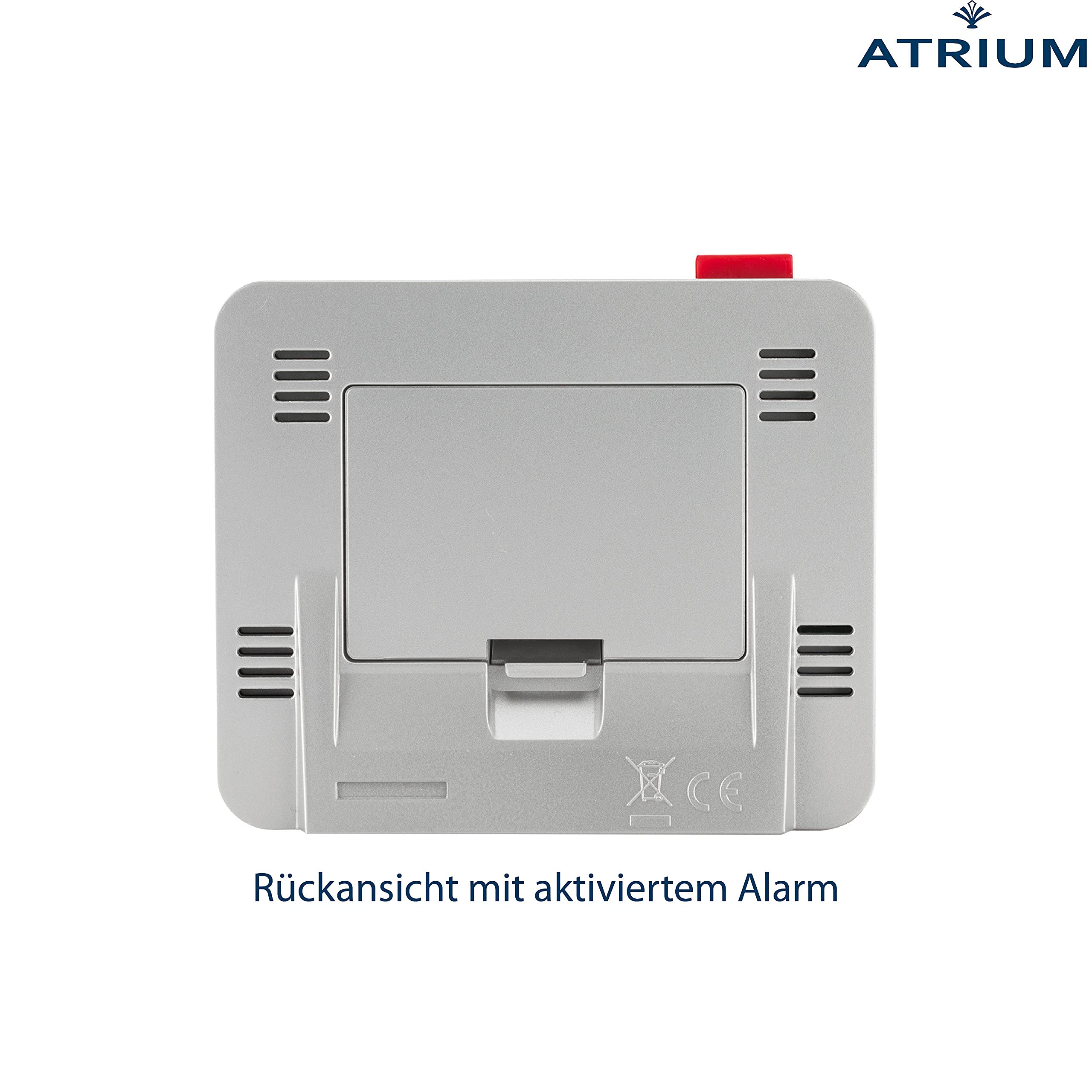 Atrium Funk-Wecker digital Silber sensorgesteuertes Nachtlicht, Obenabsteller, Datum und Temperaturanzeige A760-19