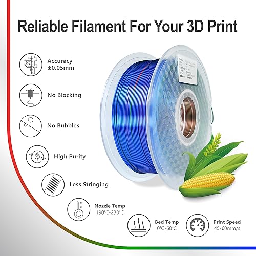 Miniatura 4 de Zi-Rui Filamento de ácido poliláctico para impresora 3D de triple color, 0.069 in, paquete de filamento de impresión 3D rojo, verde y azul, 2.2