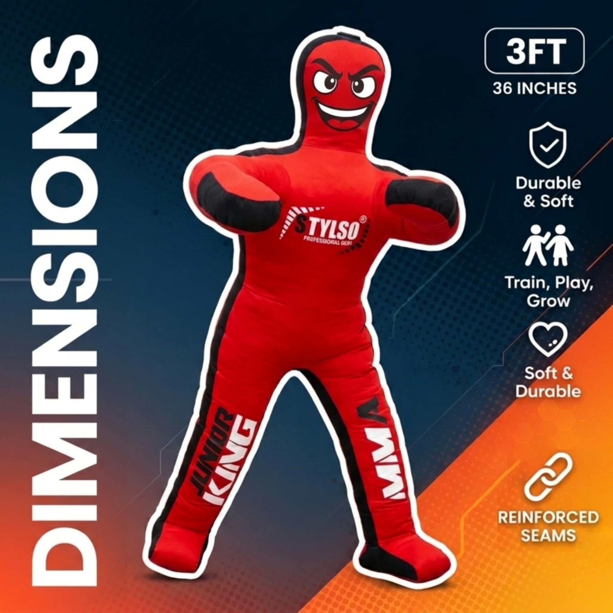 Mannequin de Lutte pour Enfants - pour jiu-Jitsu brésilien, Arts Martiaux Mixtes, MMA, Boxe, Judo karaté, Position Debout