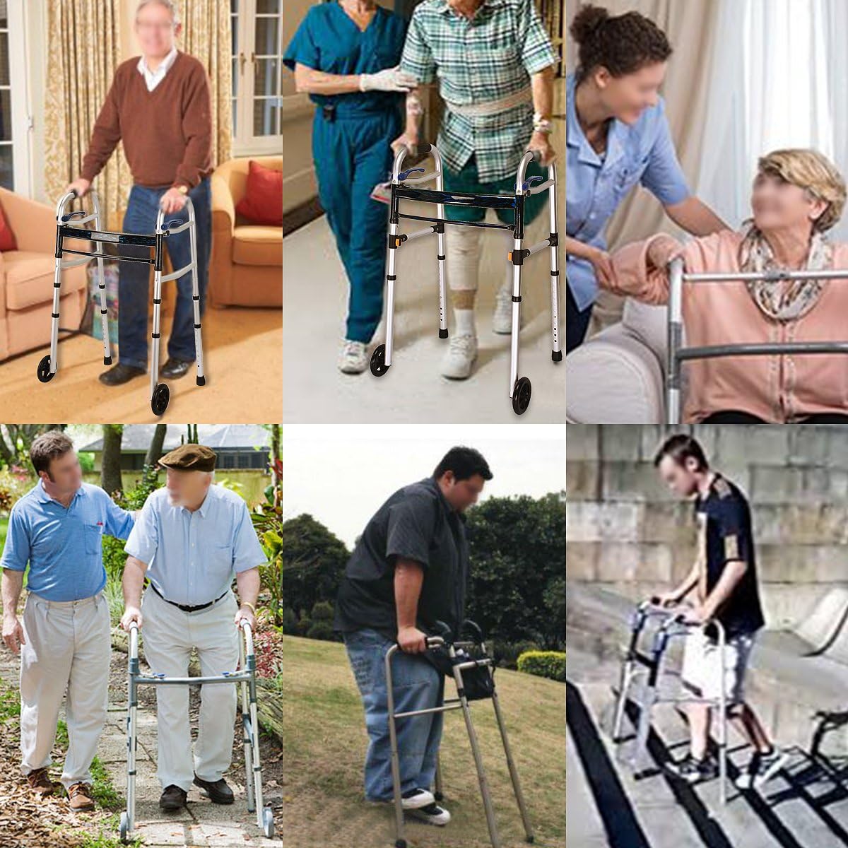 Health Line Massage Products Compact Folding Walker for Seniors, Foldable Walker Supports up to 350 lbs with 5 inch Wheels and Trigger Release (Ski Glides Included) : Health & Household