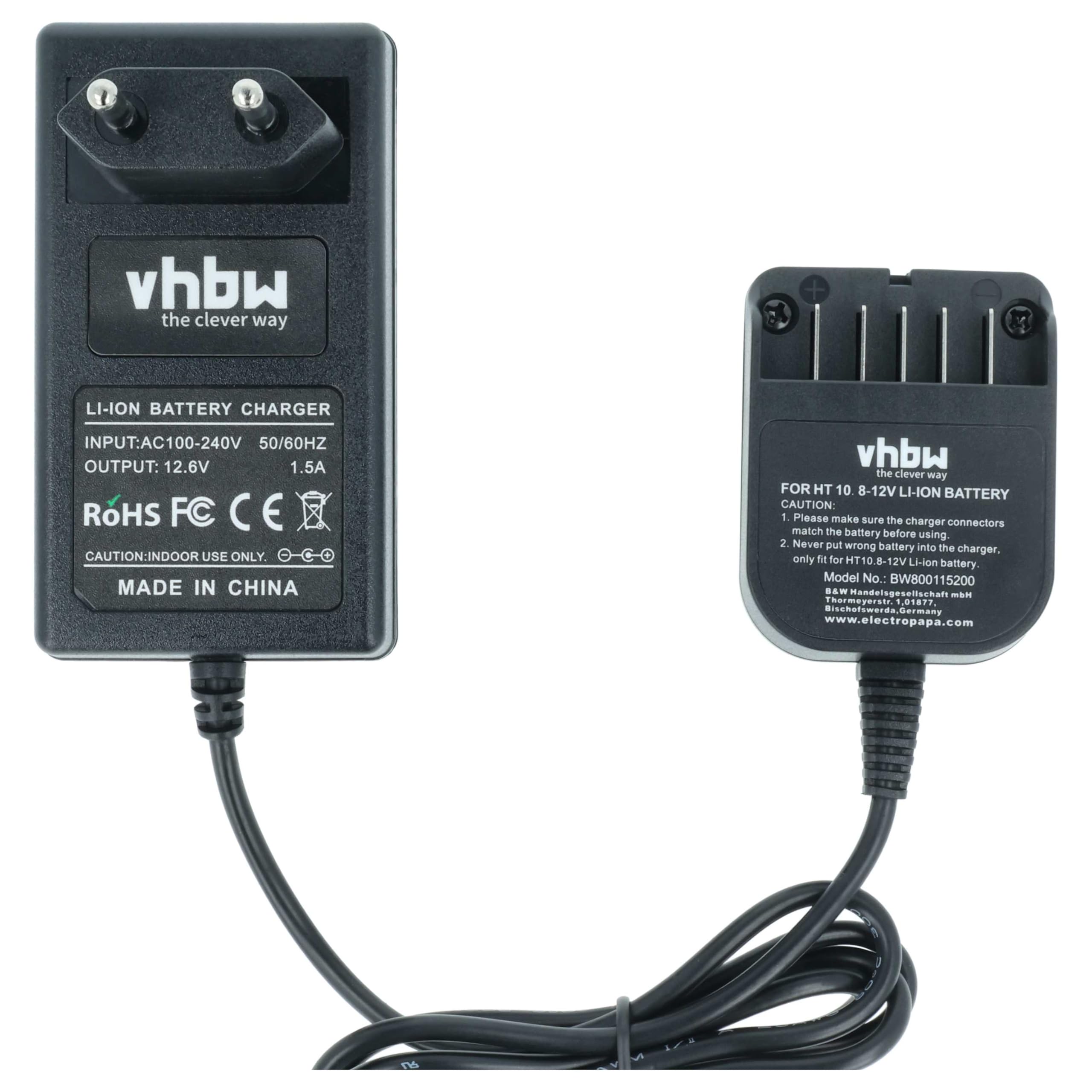 vhbw Cargador Compatible con Hitachi/HiKOKI UR 10, UR 10DL, WH10DCL, WH 10DCL, WH10DFL, WH10DFL2, WH 10DL Herramientas, baterías