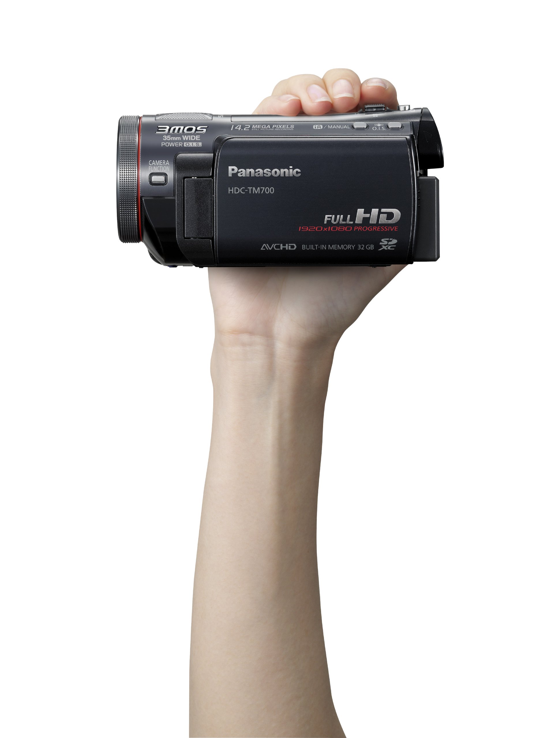 Panasonic HDC-TM700EGK Full-HD Camcorder (SD/SDHC/SDXC-Karte, 12-fach optischer Zoom, 7,6 cm (3 Zoll) Display, 32GB interner Speicher, USB 2.0) schwarz