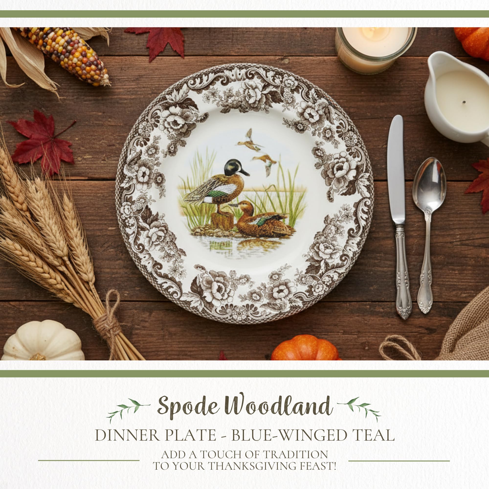 Amazon.com | Spode – Woodland – Dinner Plate - Blue-Winged Teal