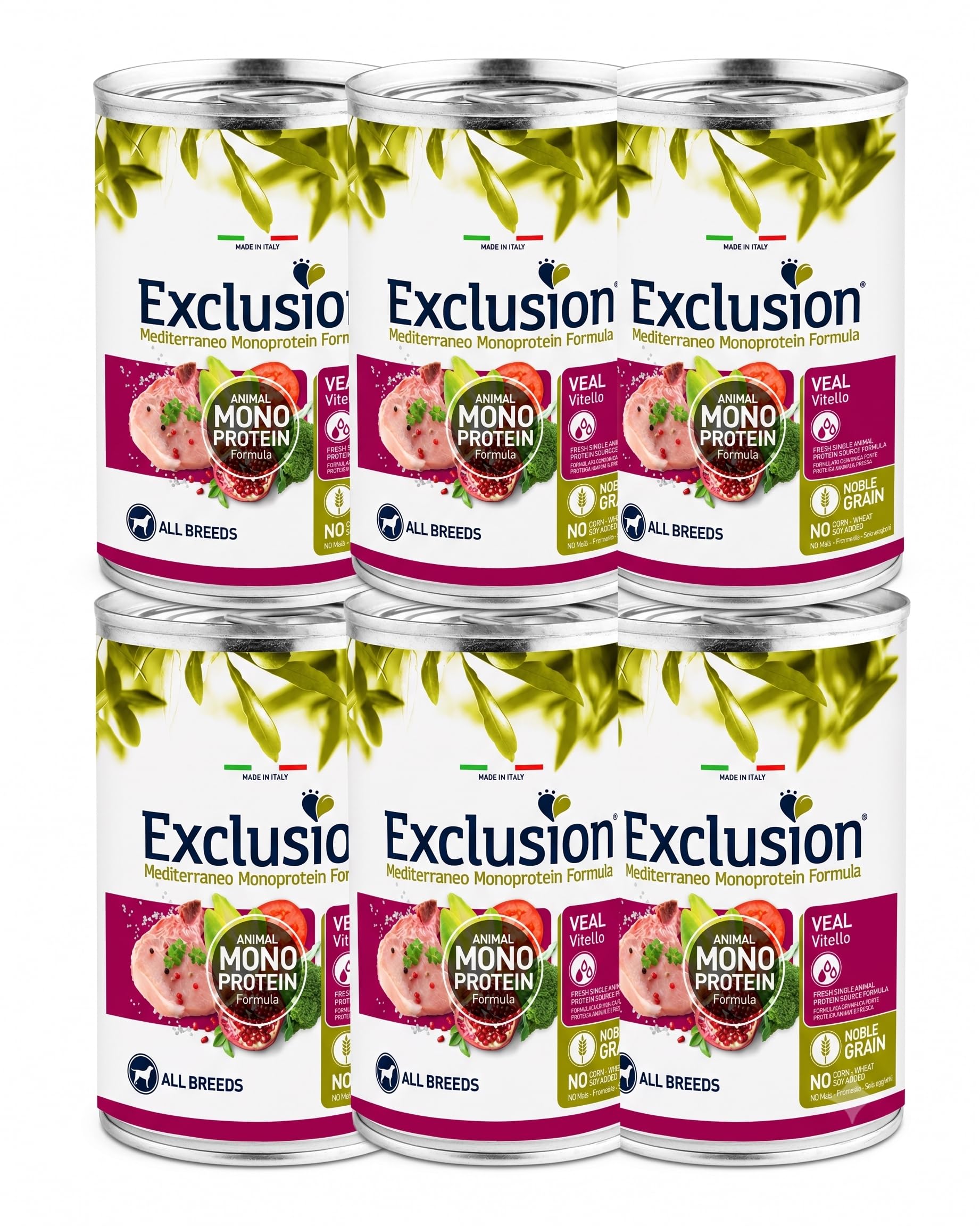 Exclusion Mediterraneo Monoproteico Adult Vitello Cibo Umido Cani 6x400g | Lattine