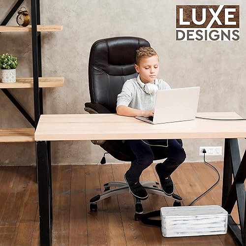 Miniatura 6 de Caja rústica para organización de cables y organizador de cables, organizador de cables para escritorio, hogar, oficina. Oculta cables, protectores