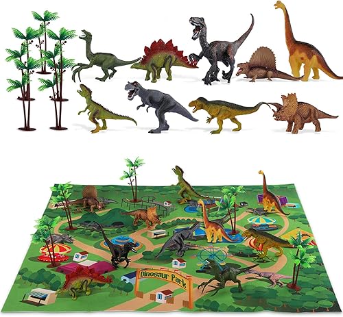 Miniatura 2 de MAGICDINOSAUR Juguetes de dinosaurio para niños de 3 a 5 años 9 figuras de acción de dinosaurio de aspecto realista incluidas T-rex Triceratops con