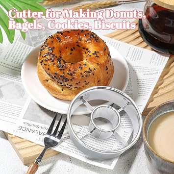 Luomorgo 2 Pack Stainless Steel Donut Cutter 3.15 Inch - Heavy Duty Doughnut Cutter Baking Tools for Donuts, Bagels, Cookies & Biscuit Pastries - Home & Professional Use