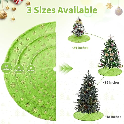 Miniatura 41 de Falda de árbol de Navidad de 36 pulgadas, faldas blancas de piel sintética con copos de nieve de lentejuelas doradas, falda de árbol de felpa suave