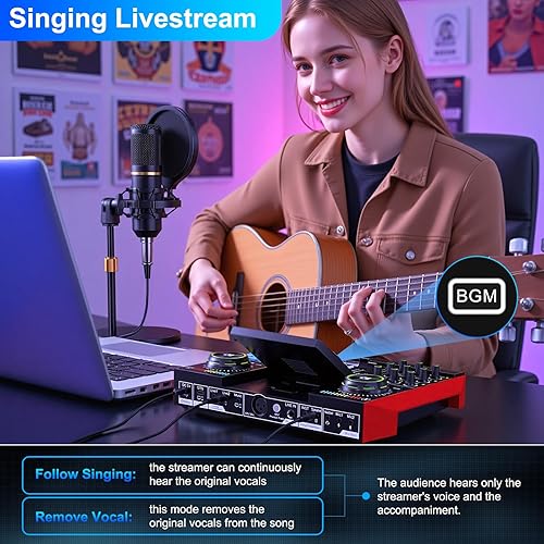 Miniatura 8 de Paquete de micrófono para podcast con mezclador de audio de tarjeta de sonido en vivo, paquete de equipo de podcast con micrófono BM800 de 0.138 in