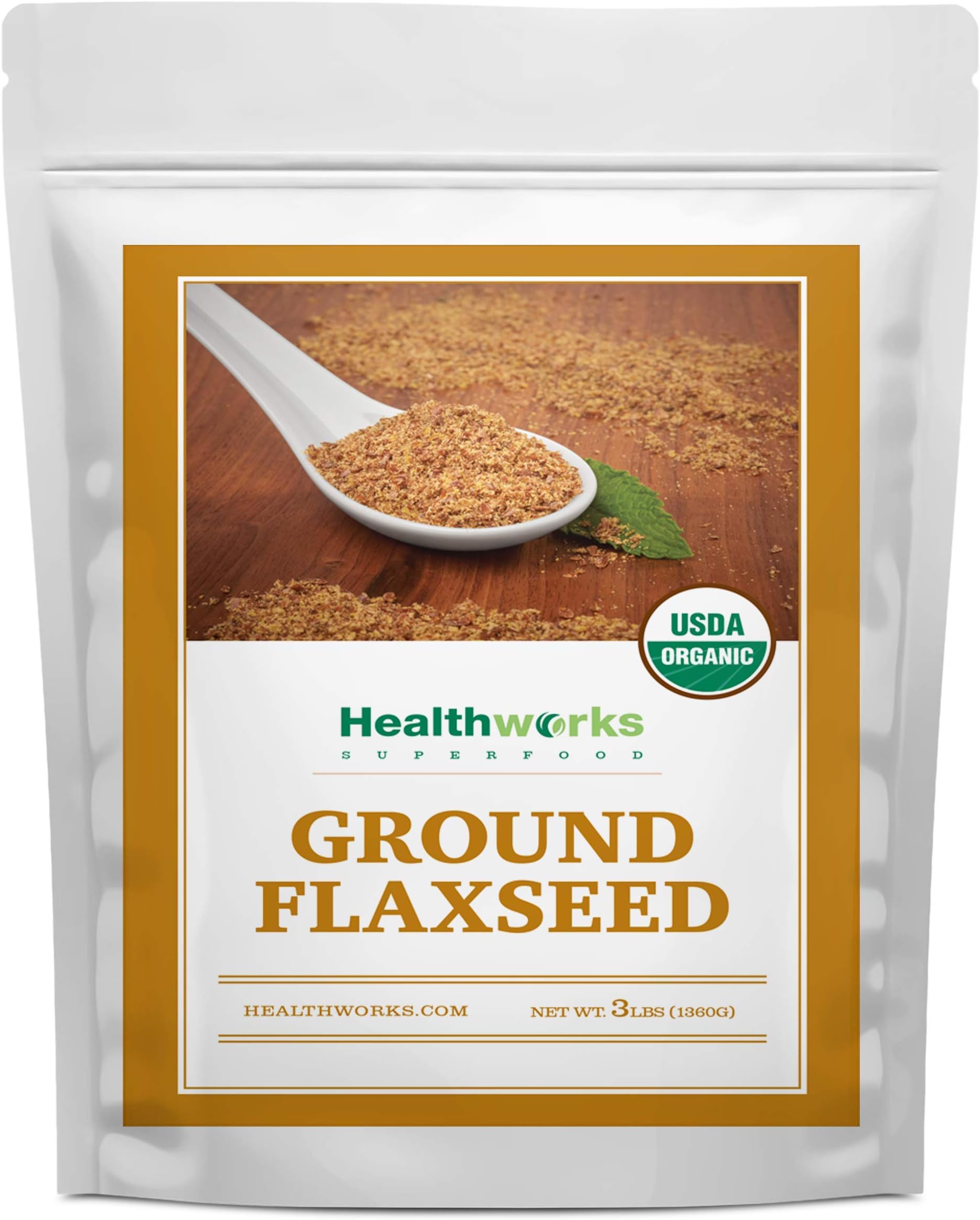 Healthworks Superfoods Flax Seed Organic - 48 Oz / 3 Lbs - Finely Ground Cold Milled Raw