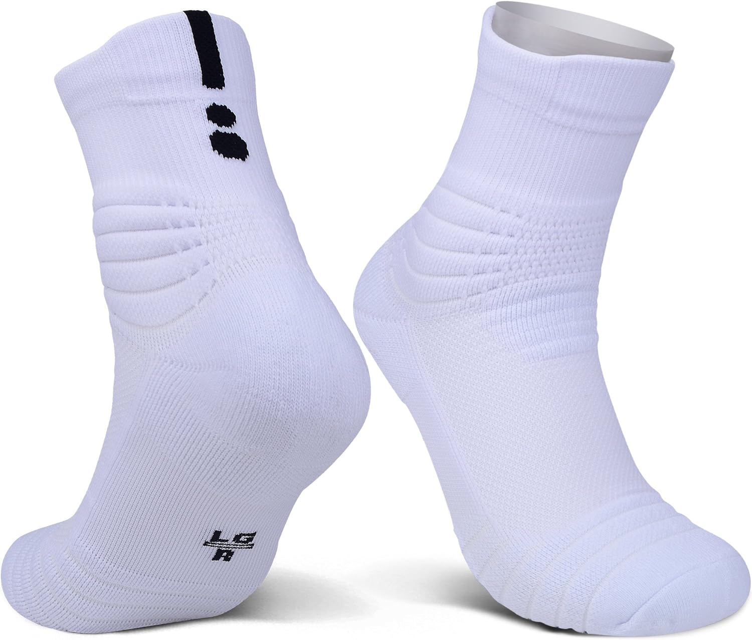 JHM mens Thick Protective Sport Cushion Basketball Compression Athletic Socks, 3 Pairs White, 6-13 - Image 4