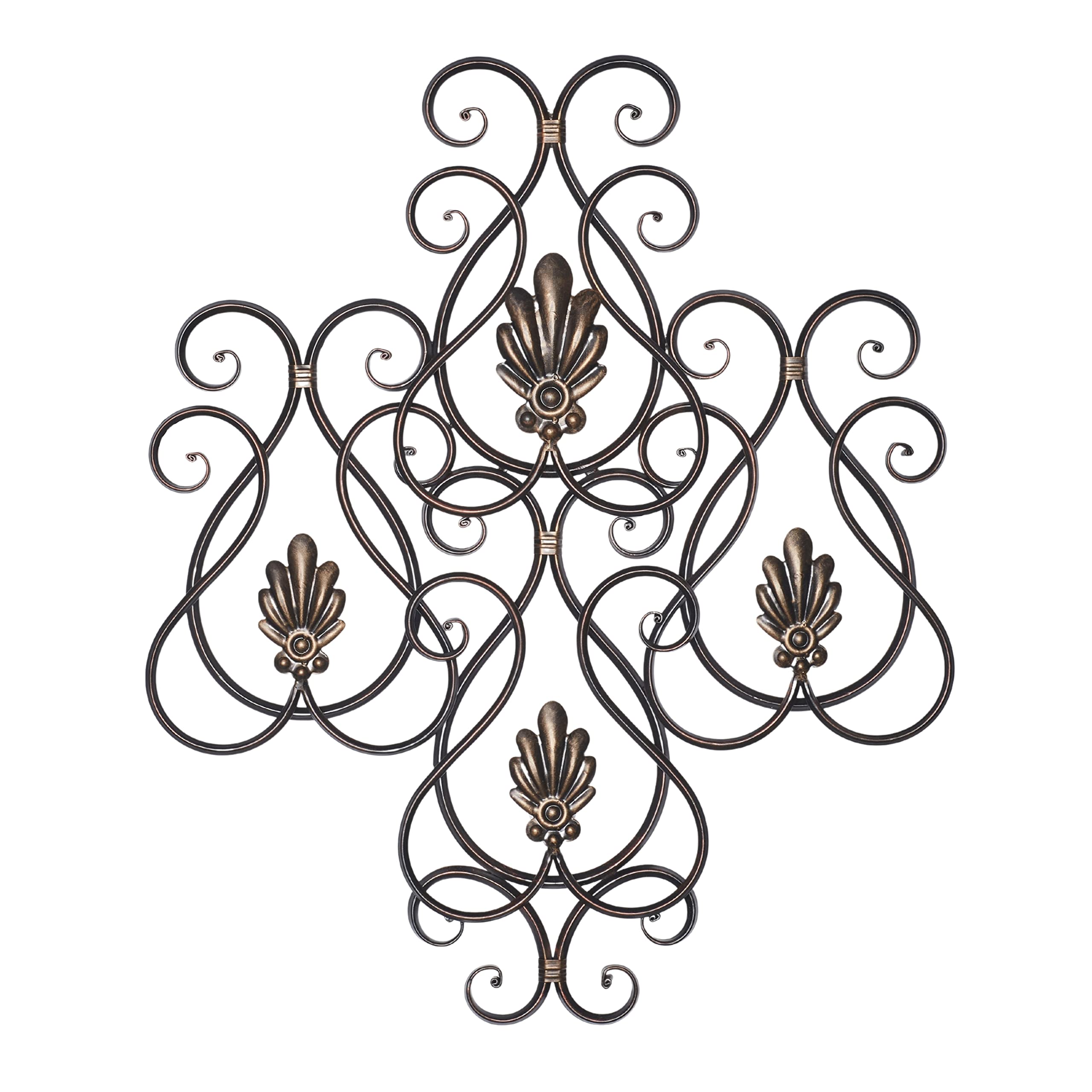 Touch of Class Presley Scroll Metal Wall Art Sculpture Bronze | Traditional Scrolled Decor for Bedroom, Living Room, Entryway | Vintage Vertical Decorative Hanging | Fleur De Lis Accents