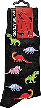 Tie Studio Dinosaurs on Black Unisex Novelty Ankle Socks Adult Size 6-11