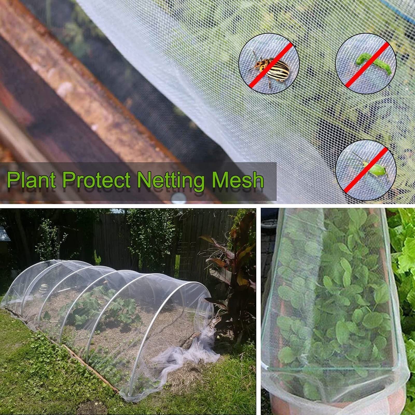 Red de malla fina para jardín para protección de vegetales, antipájaros, mariposa, túnel para cultivos, plantas, flores, árboles frutales, 5 x 20 m