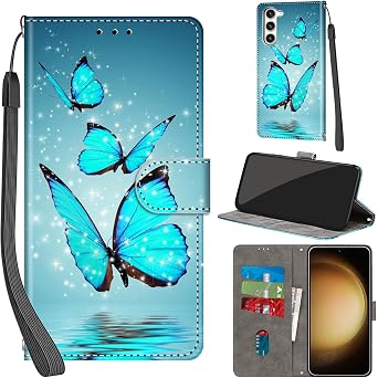 Case Wallet for Samsung Galaxy S23 Plus, Three Butterfly