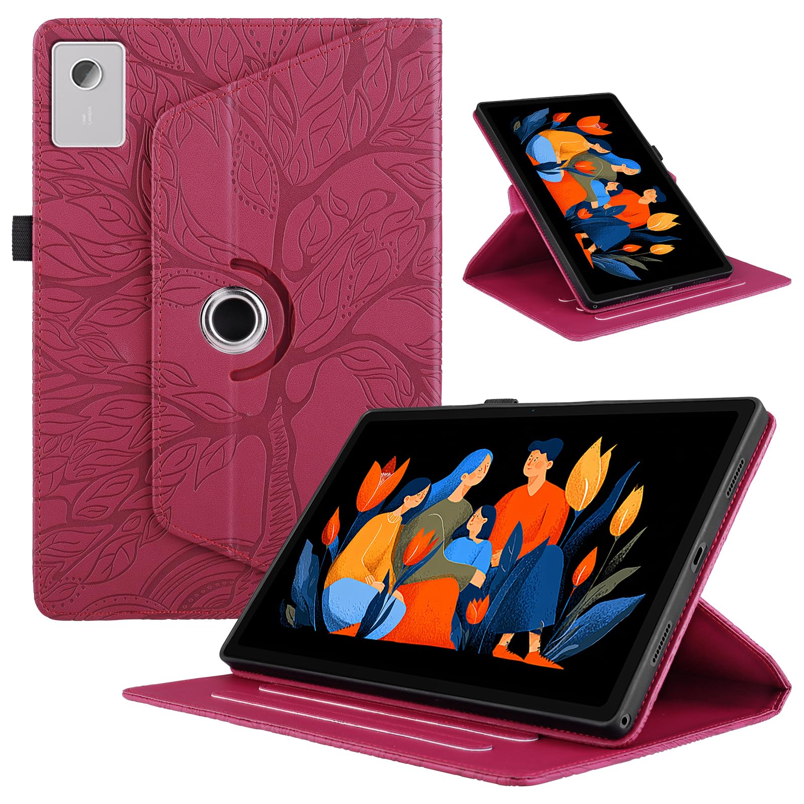 Funda para Samsung Galaxy Tab S9/ S8/ S7 11" (SM-X710/X700/T870) PU Cuero Tablets Protectora Cover 360°Carcasa Giratoria de ángulo Múltiple Stand Función Tablets Funda,Rojo Árboles — view 117