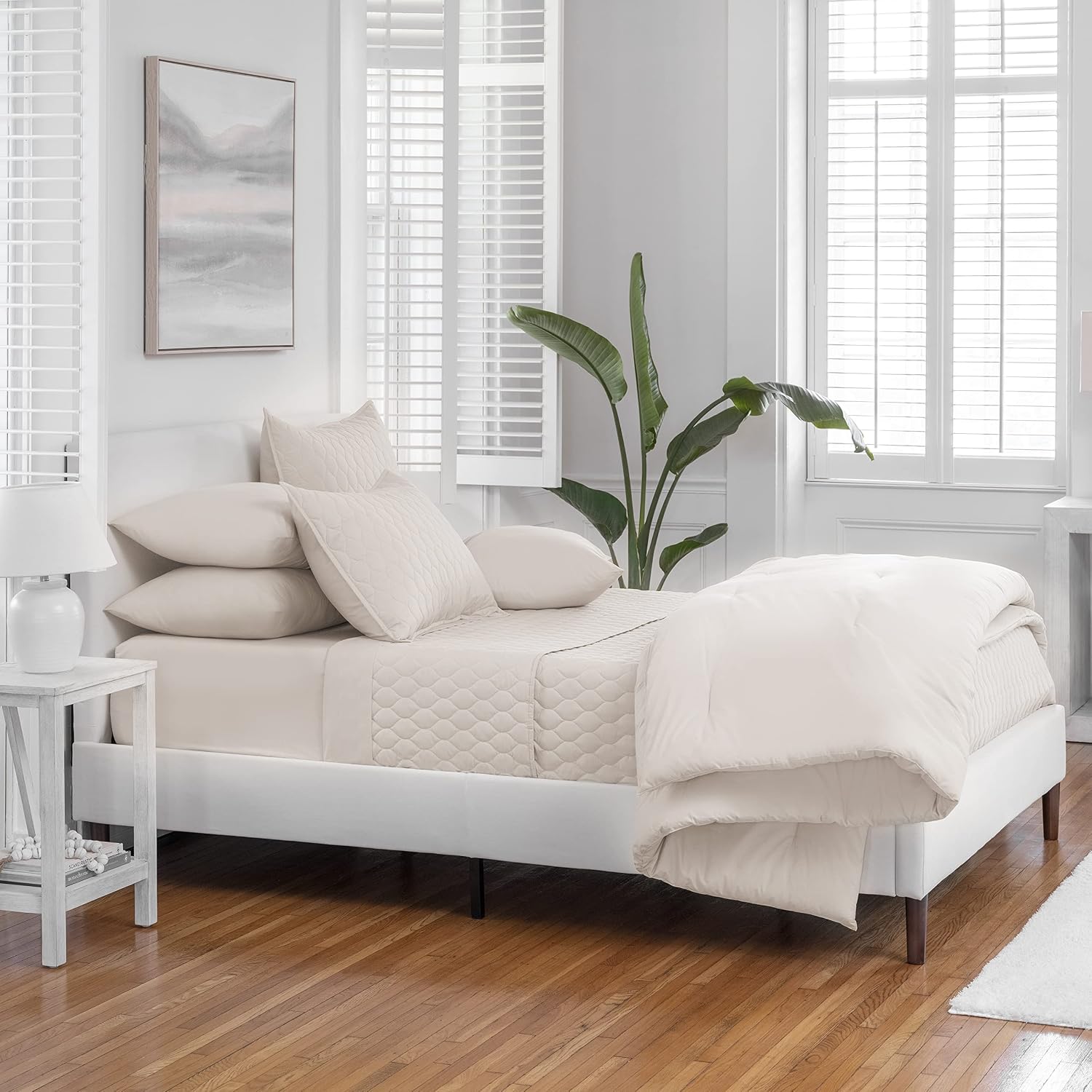 Welhome Darcy Bleachmaster Cotton Rich Solid Bedding Quilt Sets with Pillowcase Shams | Fawn Brown | King | 3-Piece | Bleach Safe | Durable | Soft | Cool & Crisp | Warm | Breathable