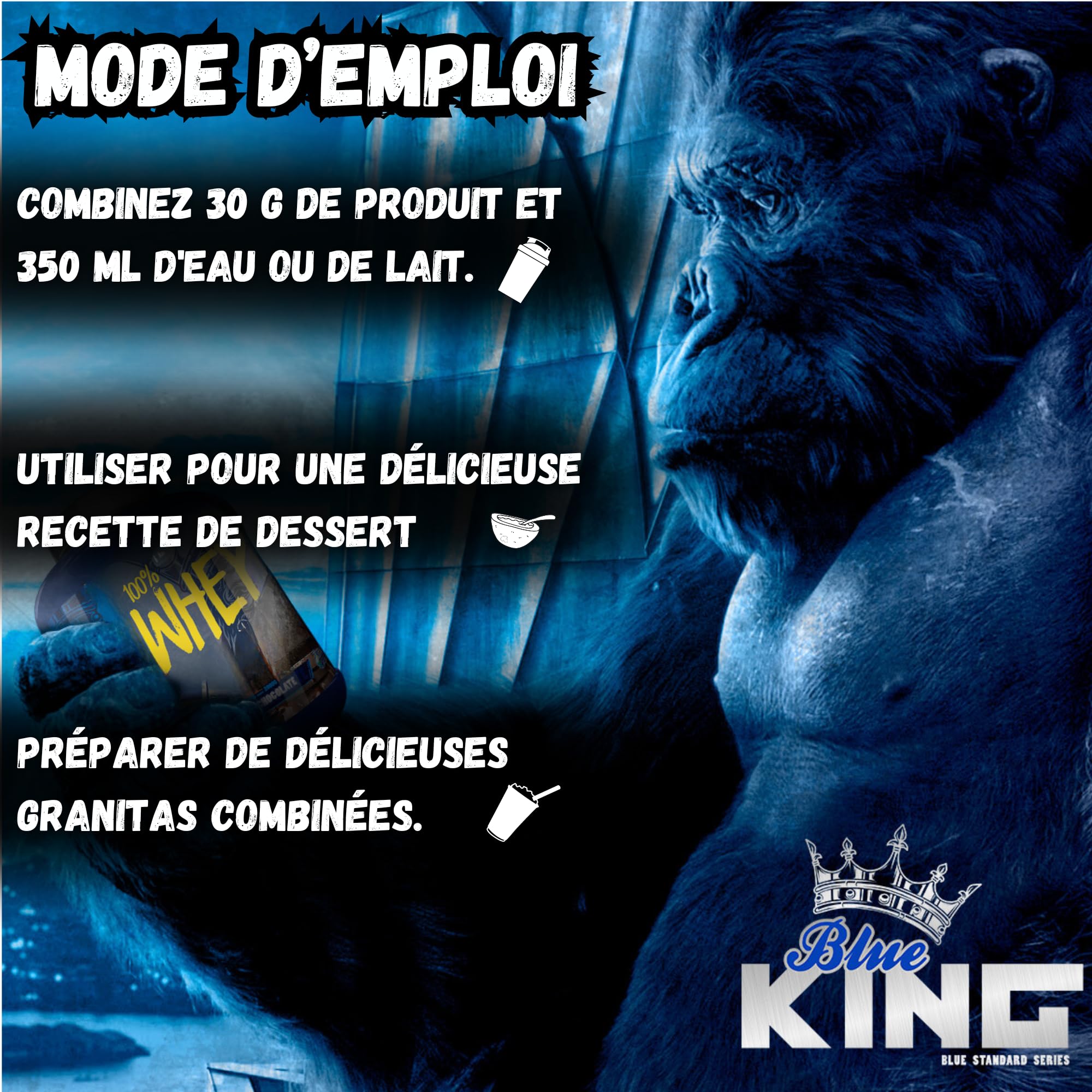 Proteine Whey Blueking | Proteines Musculation | Whey Protein | Augmente la Masse Musculaire et la Force | 1,8 kg | Évite le catabolisme | Contient de la Créatine | Fraise