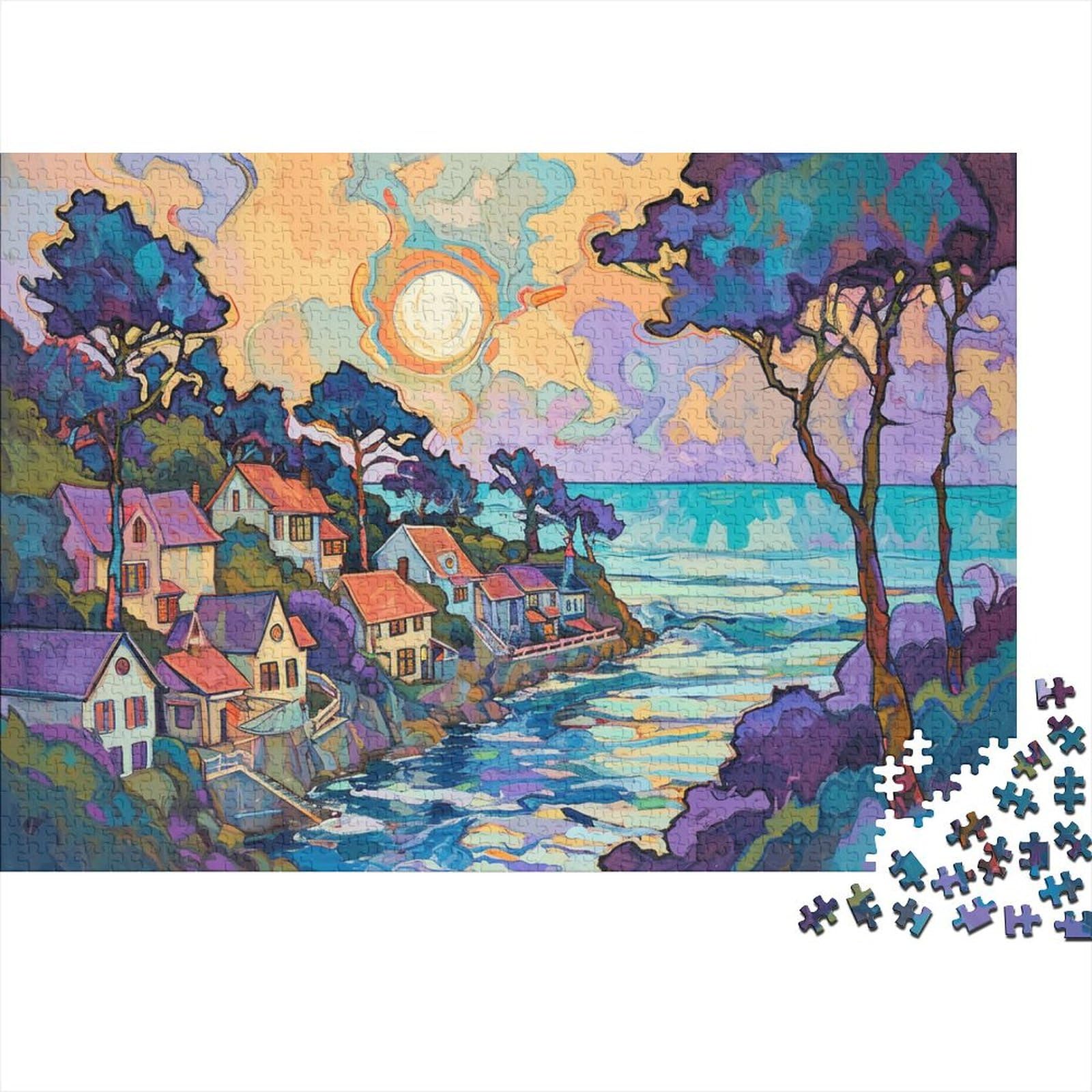 Puzzle en bois 500 pièces coloré et durable, idéal pour stimuler la concentration des adultes
