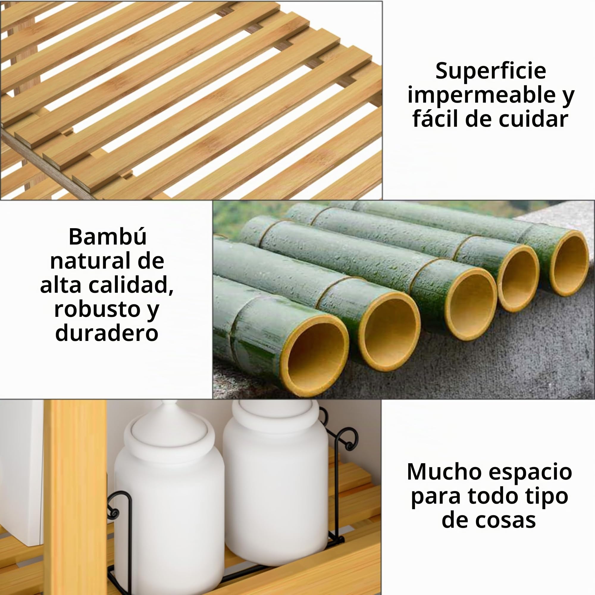 CASARIA® Estantería de Bambú para Baño Librería Organizador 5 Estantes 130x60x26cm Plantas Balcón