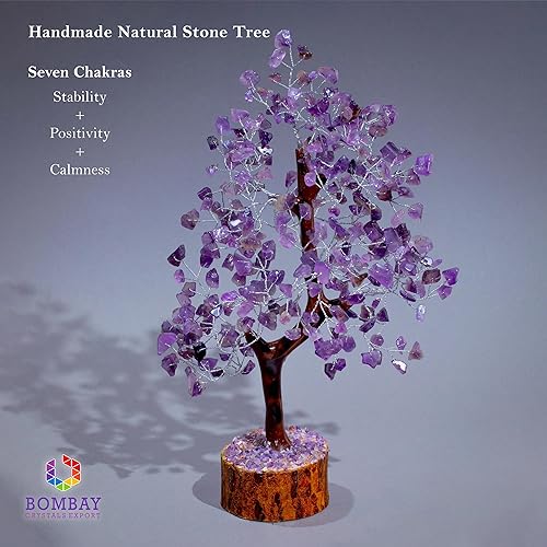 Miniatura 3 de Árbol bonsái de chakra de piedras preciosas de amatista con alambre plateado, árbol de feng shui de cristal de vida para la decoración de sanación
