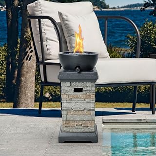 BAIDEHOME 1 lb Propane Fire Pit Bowl - 10,000 BTU Outdoor Gas Firepit for Patio Balcony with Glass Rocks