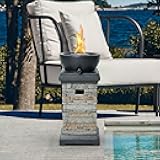 1 lb Bowl Gas Fire Pit, 10,000 BTU Propane Fire Pit, Outdoor Firepit for Outdside Patio w/Glass Rocks