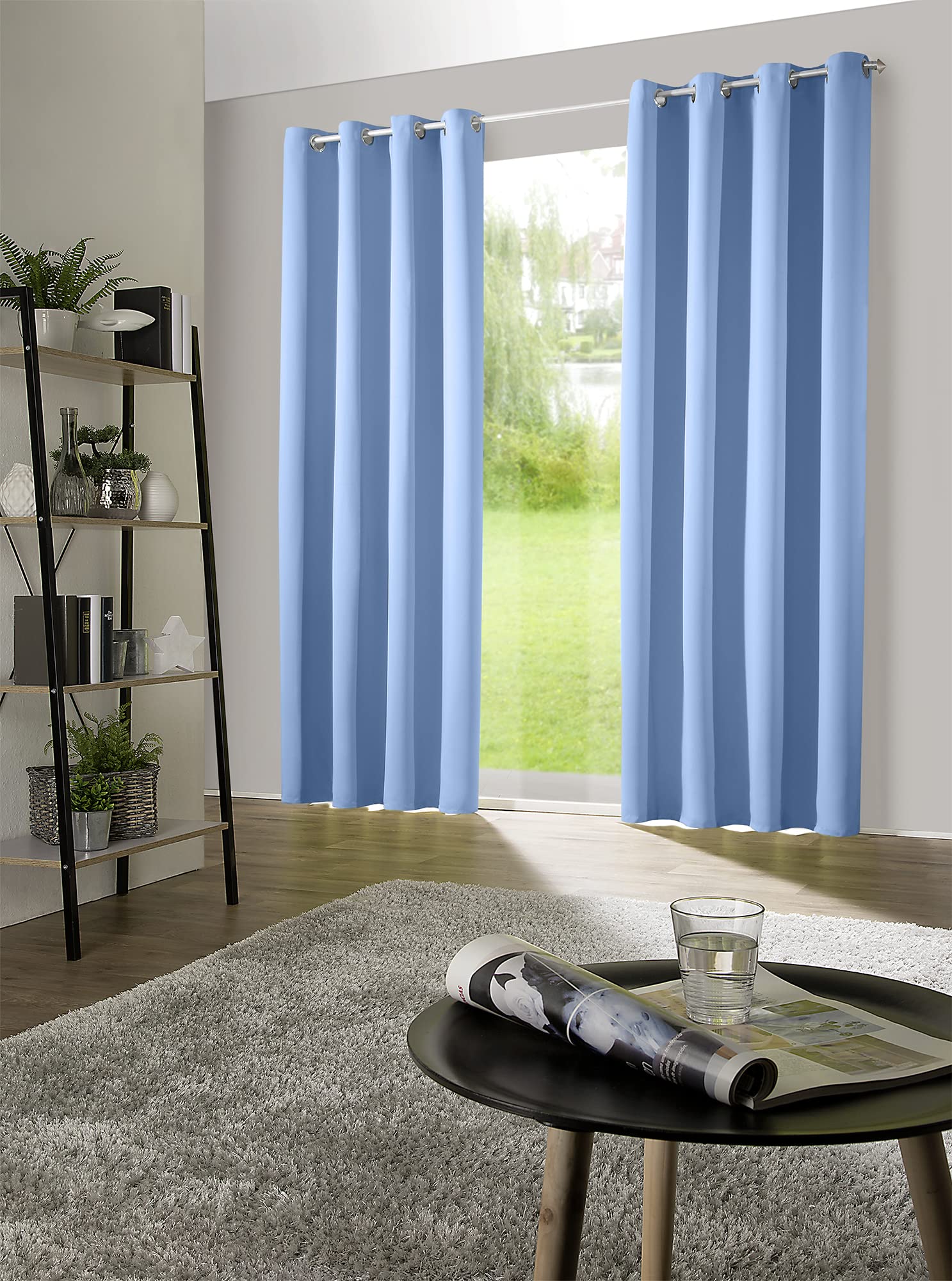 Set van 2 thermische verduisteringsgordijnen met inslagringen, gordijnen, verduisterend, isolerend, ondoorzichtig 245 x 135 cm (h x b), crème, type 139, 2 stuks