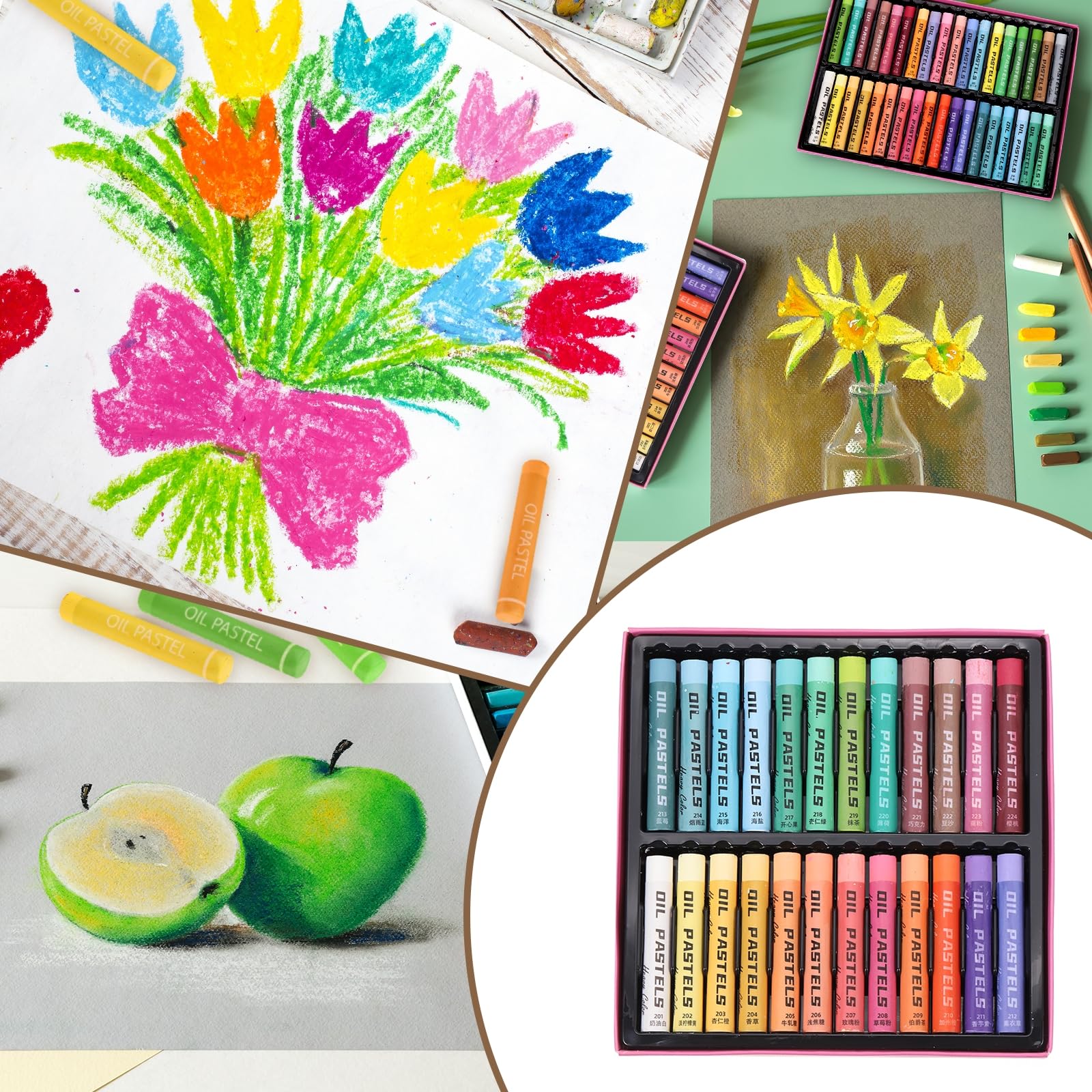 sourcing map Pastelli a olio morbidi, pastelli a olio, colori vivaci, miscelabili, forniture artistiche per pittura, disegno, miscelazione, pittura, artisti principianti professionisti (arancione