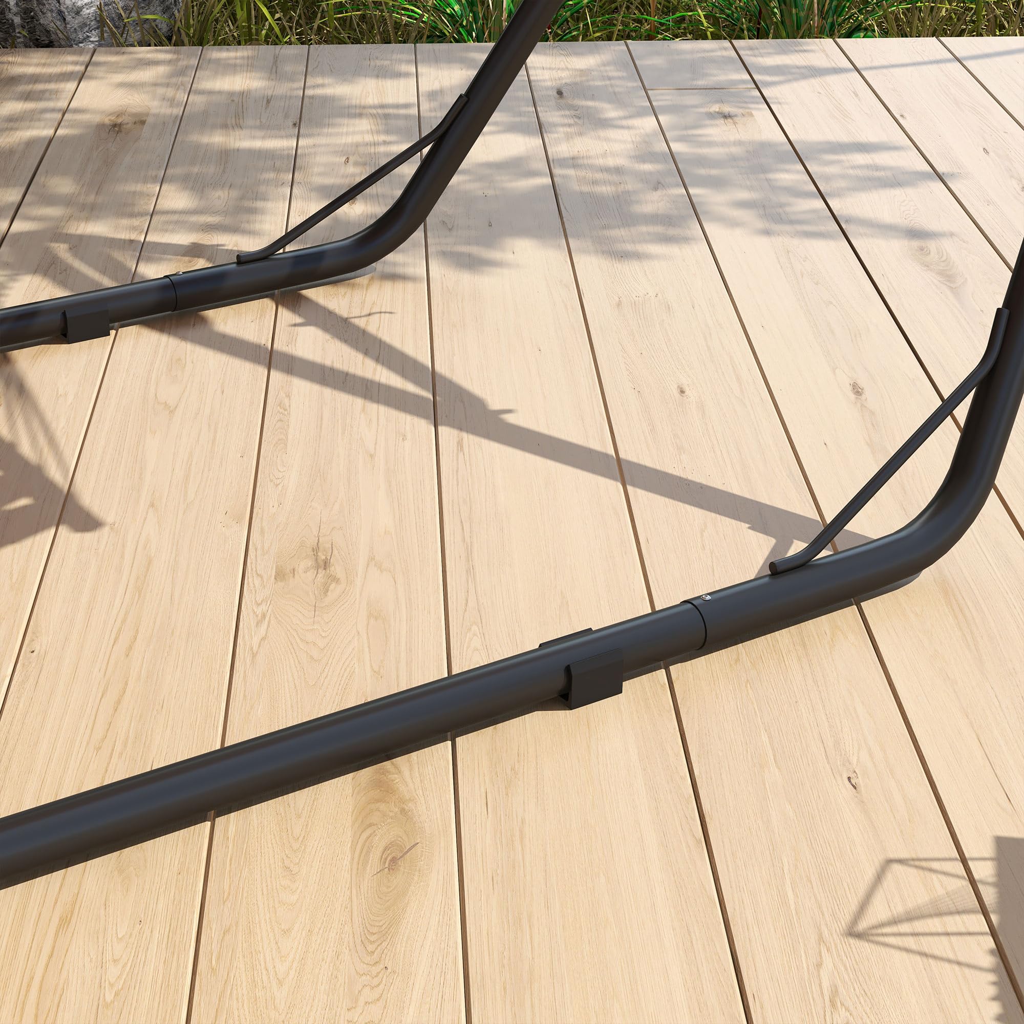 Outsunny Support de Hamac pour 2 Personnes, Cadre Métal Portable Réglable, Résistant aux Intempéries, Capacité 250 kg, Noir