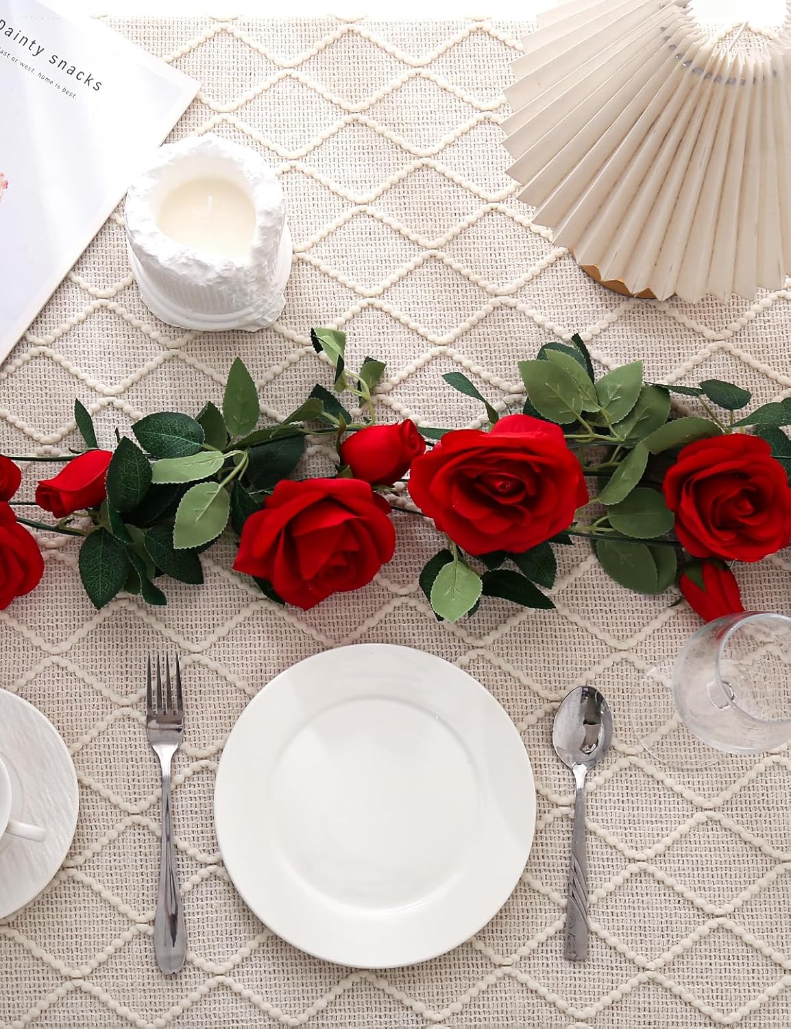 5pcs 40FT Rose Vines Faux Flower Garlands for Home Flower Vines Decor for Wedding Party Background Baby Showers Decoration (Red)