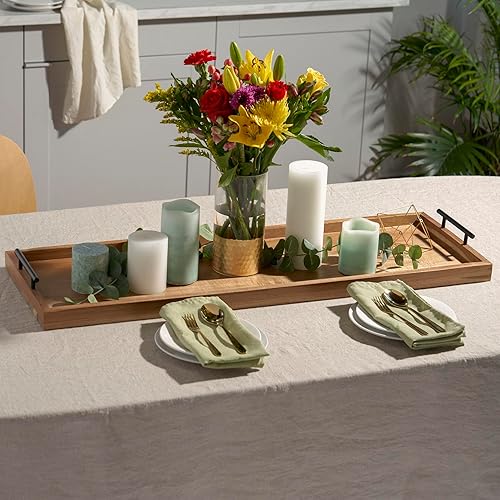 Miniatura 6 de Twine Modern Manor - Plato de longboard con asas, tabla rectangular para quesos y bandeja de decoración del hogar, accesorios para mesa de comedor,