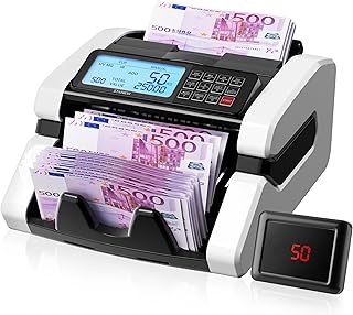 Geldscheinzähler mit LCD-Display STANEW, Multimodus-Zählung mit Einzelstückelungssummen, UV/MG/IR Erkennung, Geschwindigkeit >1000 Stück/min, geldzählmaschine für EUR/USD/GBP