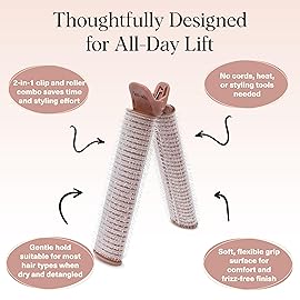 Kitsch Volumizing Hair Clips for Women - Hair Rollers for Volume & Curls - Volumizing Hair Products, Hair Roller Clips for Effortless Curls That Last - 2pc, Terracotta