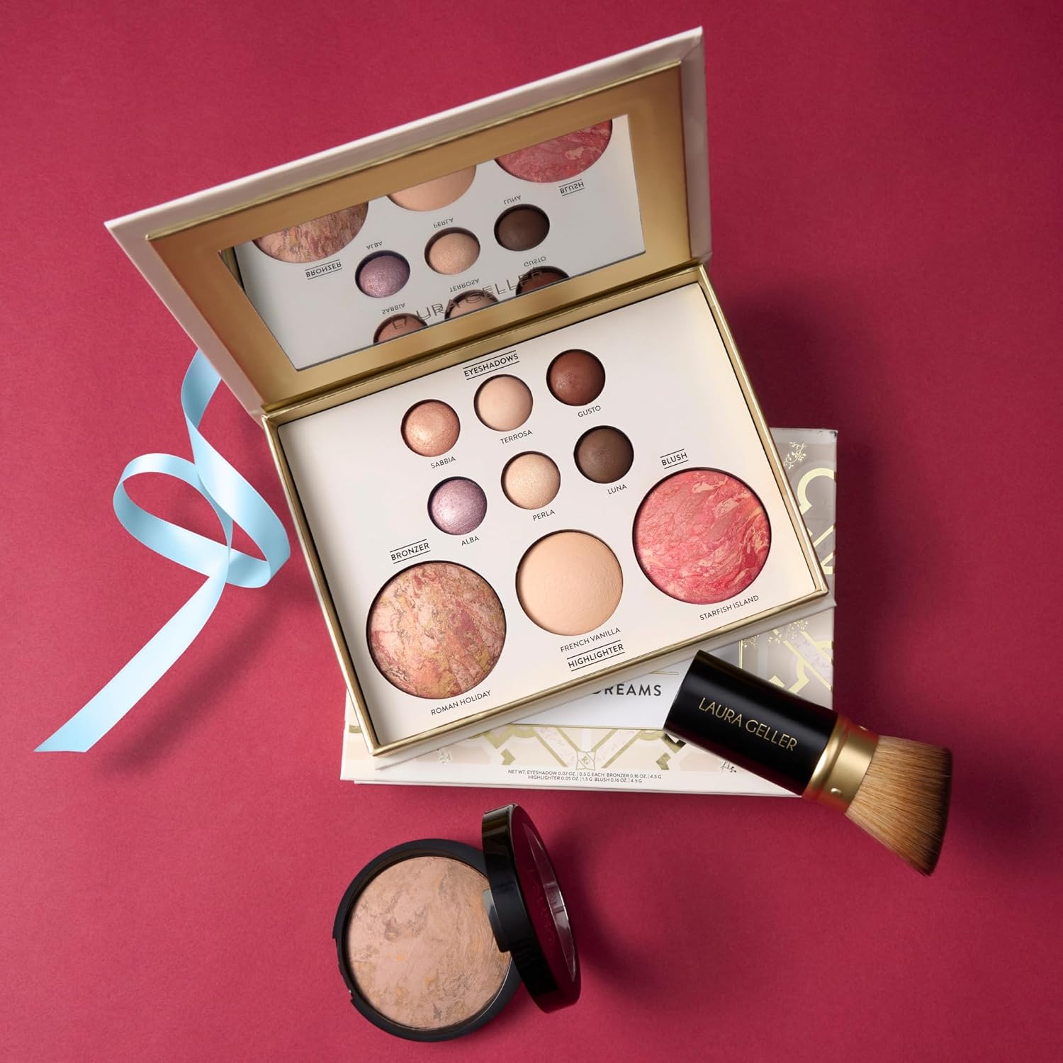 LAURA GELLER NEW YORK Baked Starter Kit- Baked Balance-n-Brighten, Deep + Best of the Best Tuscan Dreams Face Palette + Retractable Angled Kabuki Brush - Holiday 2025 Exclusive - Image 4