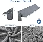 Yojoker Oreiller de lit pleine taille pour le tableau de bord, Oreil de lit Wedge avec poches latérales et contour d'onde, remplissage de lit de mousse haute densité (0-6"), 55x10x6 De pouce, Gray