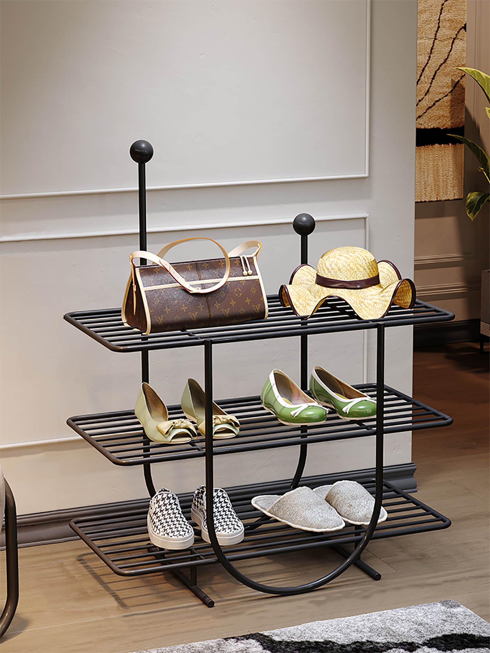 Meuble étagère à chaussures multicouche en fer pour rangement entrée