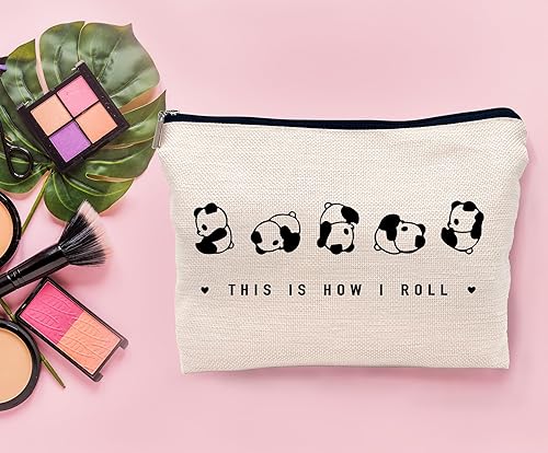 Miniatura 3 de Lacosu Bolsa de maquillaje This is How I Roll, bolsa de maquillaje cosmética de panda rodante para amantes de pandas, mujeres y niñas, regalo de