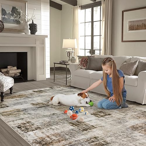 Miniatura 6 de Alfombra de área para sala de estar 5 x 7, suave, moderna, abstracta, esponjosa, con respaldo antideslizante, alfombra de felpa lavable para