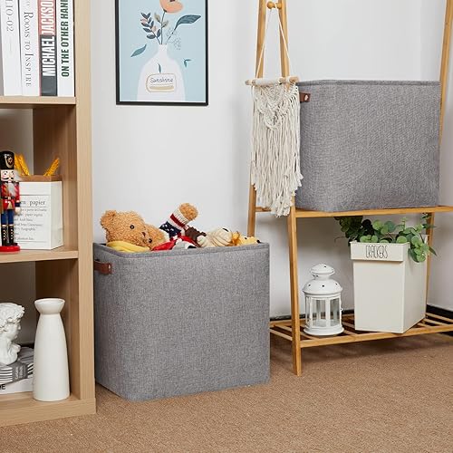 Vista 118 de HNZIGE - Canastas pequeñas de tela para organización (paquete de 6) canastas plegables de almacenamiento para estantes, armarios, lavandería, Asas