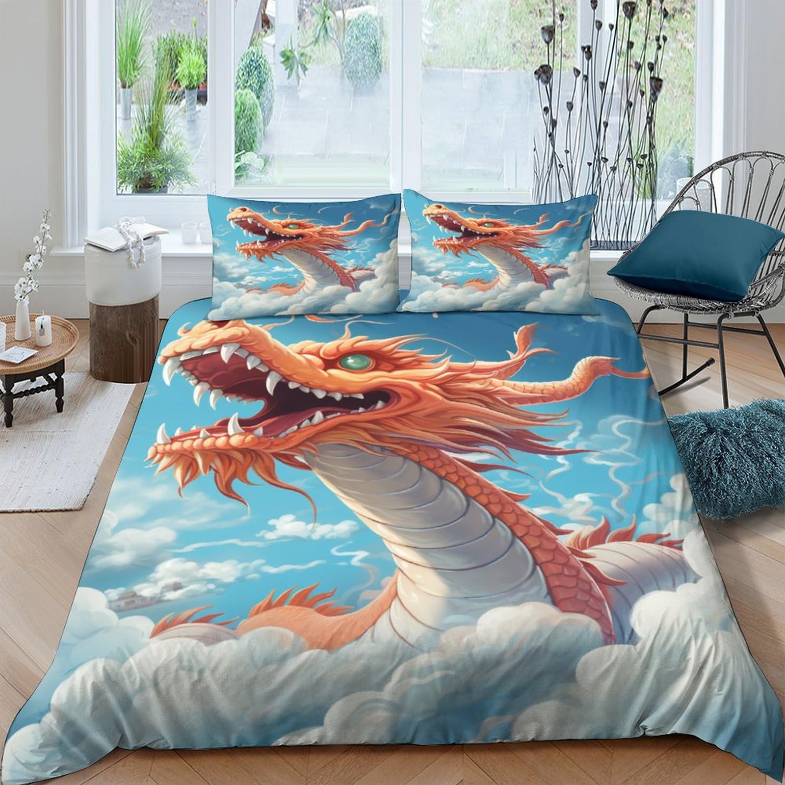 Parure de lit dragon 3D en microfibre douce pour le sommeil paisible de votre enfant
