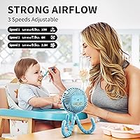 Vista 3 de AMACOOL Ventilador de cochecito a pilas, esenciales de viaje para bebés para la playa, Disney, para recién nacidos, regalos de baby shower, búsqueda