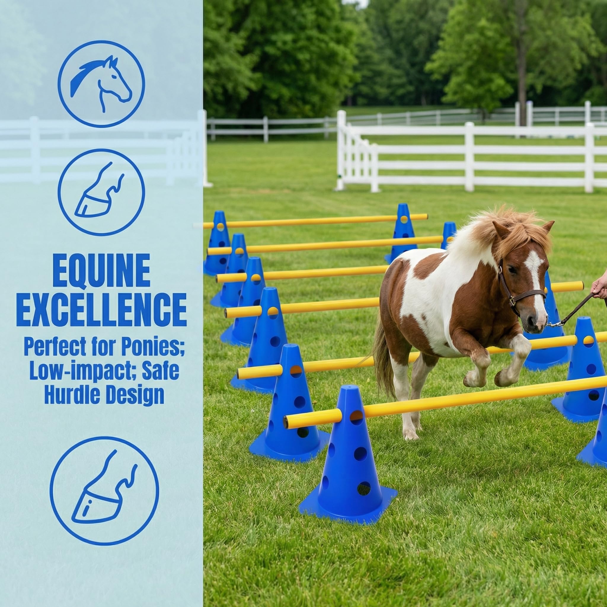 Accesorios de Entrenamiento de Agilidad para Perros y Caballos 5 Set Agility Set Perros Barreras Juego de Obstáculos Niños 23cm para Entrenamiento de Animales y fútbol (Azul 32cm 6Set)