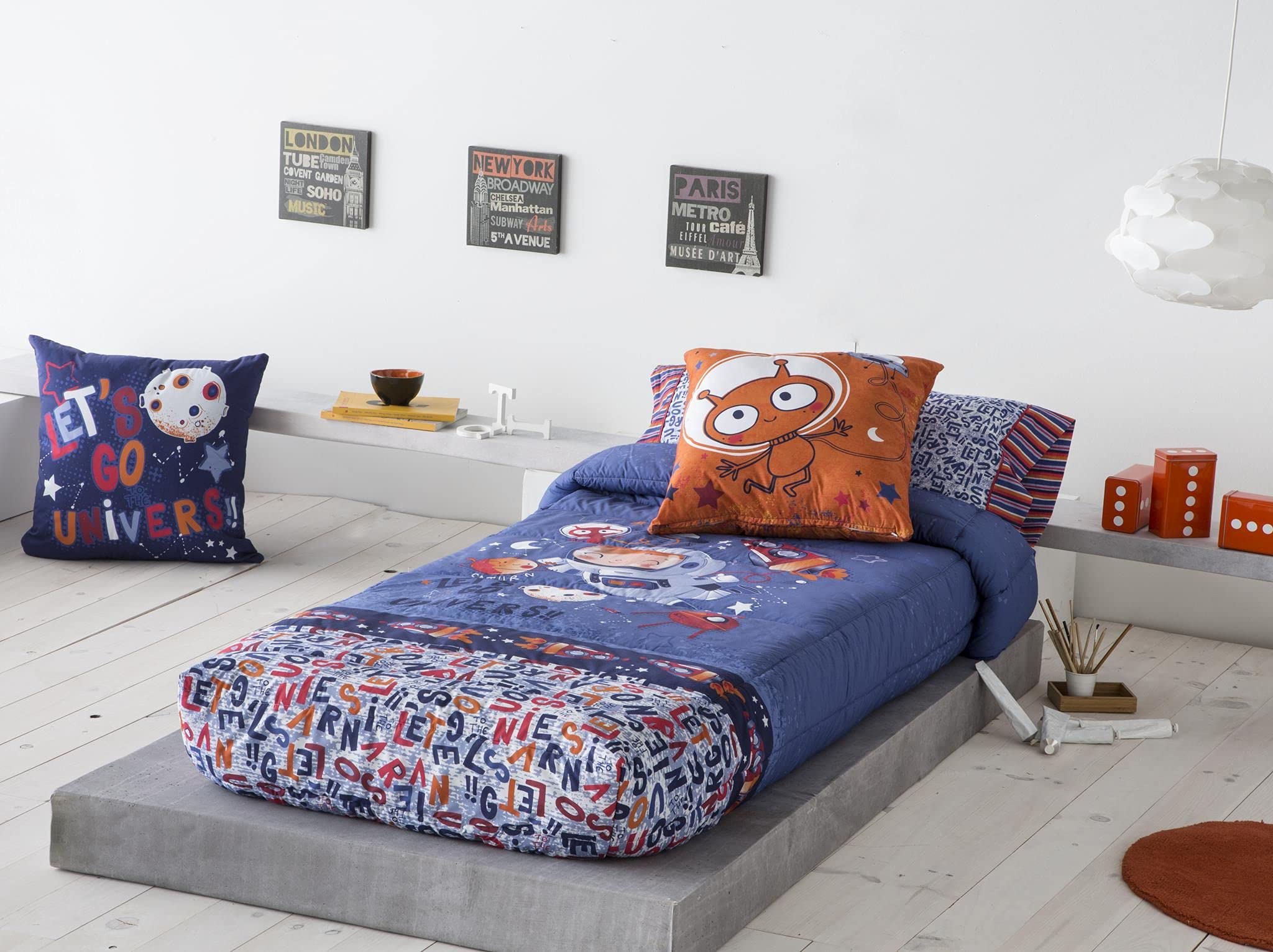 Ciberdescans Ropa de Cama Infantil Algodón Percal 200 Hilos Modelo Rocky del Fabricante JVR (Edredón Ajustable Cama 90cm)
