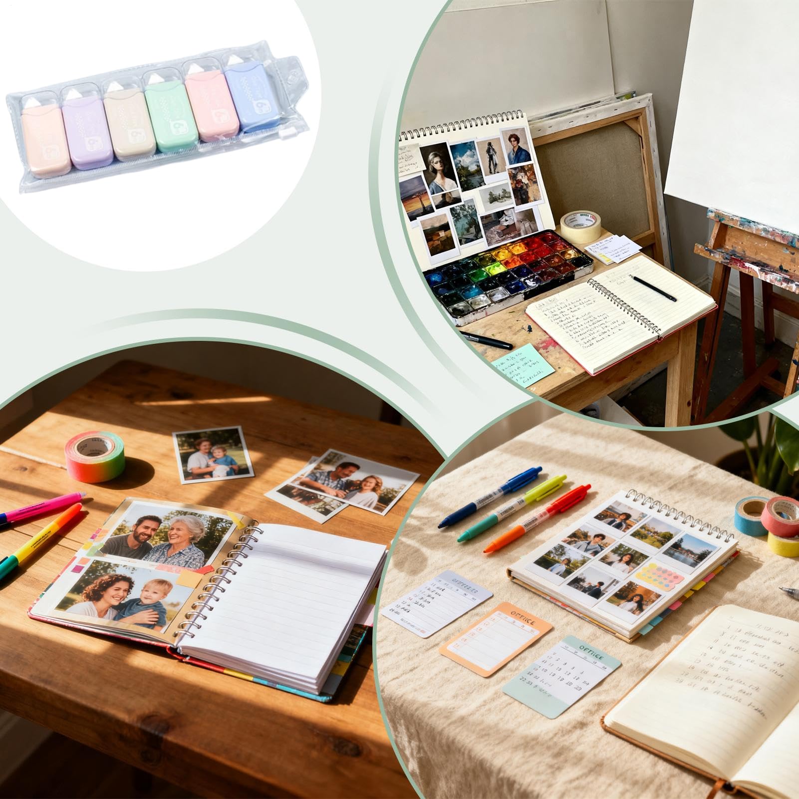 Dwustronna taśma do majsterkowania | 6 sztuk dwustronny wałek samoprzylepny,dozownik kleju szkolnego - do scrapbook rzemiosła biurowego klasie pakowania zdjęć domu sali konferencyjnej