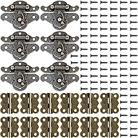 Vista 8 de Bisagras pequeñas para caja de madera, kit de reparación de 6 piezas de pestillo decorativo, bisagras, hebilla, pestillo decorativo con 12 diseños