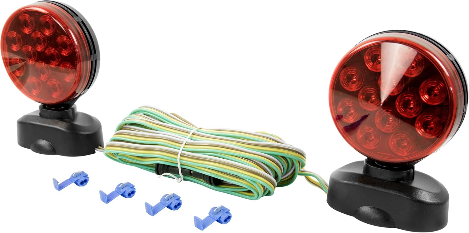 Blazer International Hopkins C7300 LED Magnetic Towing Light Kit – DOT Compliant Stop, Tail & Turn Trailer Lights – Heavy-Duty 22 lb Magnetic Base – Flat 4-Way Plug